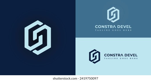 Abstract initial letter CD or DC in soft blue color presented with multiple blue background colors. The logo is suitable for business and consulting company logo design inspiration template