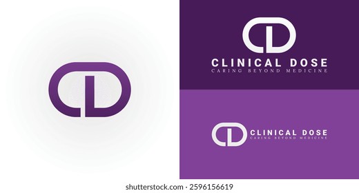 Abstract initial letter CD in purple color. The logo presents a uniquely direct and recognizable emblem perfectly tailored for the Healthcare and Pharmaceuticals sector.