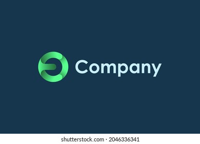 Abstrakter Initialbrief CEO Linked Logo. Green Circle Shape Origami Style einzeln auf blauem Hintergrund. Flaches Vektor Circular Logo Design Template Element für Unternehmens-, Technologie- und Branding-Logos.