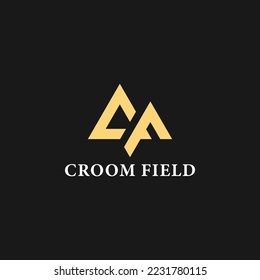 Abstract initial letter CF or FC logo in gold color isolated in white background applied for men's fashion logo also suitable for the brands or companies have initial name FC or CF.