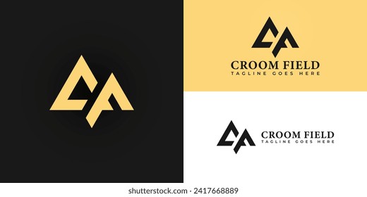 Abstract initial letter CF or FC logo in gold color isolated in black background applied for men's fashion logo also suitable for the brands or companies have initial name FC or CF.