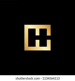 Abstract initial letter CH HC. minimal awesome trendy professional logo design template. Vector letter logo with gold and black color.