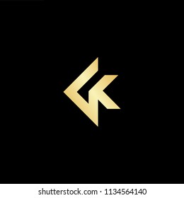 Abstract initial letter CK KC. minimal awesome trendy professional logo design template. Vector letter logo with gold and black color.