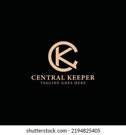 Abstract initial letter CK or KC logo in gold color isolated in black background applied for boutique law firm logo also suitable for the brands or companies have initial name KC or CK.