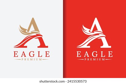 Abstract Initial Letter A Combined with Eagle Shape with Stylish Style Logo Concept. Vector Logo Illustration.