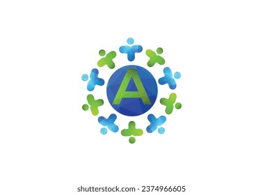 Abstract Initial Letter A Connecting People Logo.