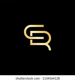 Abstract initial letter CR RC. minimal awesome trendy professional logo design template. Vector letter logo with gold and black color.