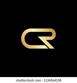 Abstract initial letter CR RC. minimal awesome trendy professional logo design template. Vector letter logo with gold and black color.