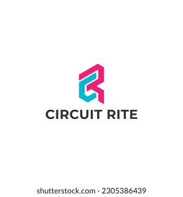 Abstract initial letter CR or RC logo in blue and pink color isolated in white background. Initial Letter CR Logo Lowercase, blue and pink, Modern and Simple Logo Design.