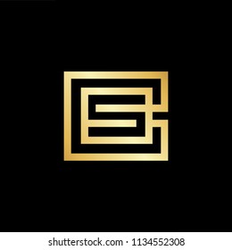 Abstract initial letter CS SC. minimal awesome trendy professional logo design template. Vector letter logo with gold and black color.