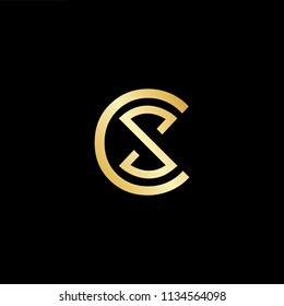 Abstract initial letter CS SC. minimal awesome trendy professional logo design template. Vector letter logo with gold and black color.