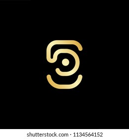 Abstract initial letter CS SC. minimal awesome trendy professional logo design template. Vector letter logo with gold and black color.