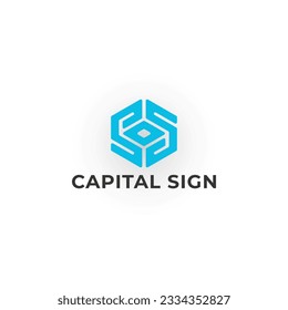 Resumen de la letra inicial CS o SC en azul, aislada en fondo blanco. Letra inicial CS, SC, CC, CZ y ZC color azul mínimo de las artes monográficas sobre el fondo blanco aplicado al diseño del logotipo de una empresa