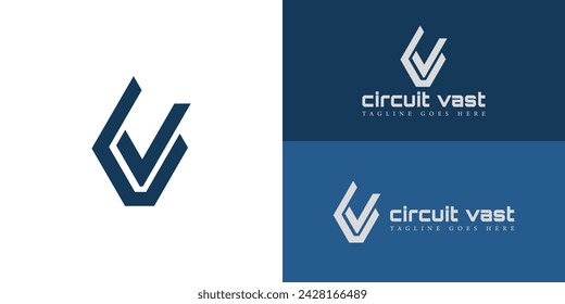 Abstract initial letter CV or VC logo in blue color isolated in multiple blue and white backgrounds. Letter CV Logo template design. Black letter CV for television broadcast graphics company logo.