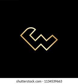 
Abstract initial letter CW WC VC CV. minimal awesome trendy professional logo design template. Vector letter logo with gold and black color.