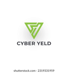 Resumen de la letra inicial del logotipo CY o YC en color verde aislado en fondo blanco. Letra inicial CY o YC. Logo de diseño. Letra verde triangular CY para la inspiración de diseño del logo de negocios de ciberseguridad.