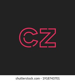 Abstract Initial Letter CZ Logo. Line Style isolated. Usable for Business and Technology Logos. Flat Vector Logo Design Template Element.