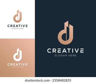 Abstract Initial letter D and Building logo design vector illustration