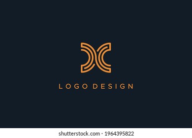 Resumen de la letra inicial D y C Logo Infinity. Letra monograma geométrica de línea DC enlazada aislada en fondo azul. Usable para logotipos de empresas y marcas. Elemento de plantilla de diseño de logotipo de vectores planos.