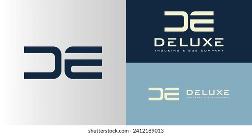 abstract initial letter D and E in white color isolated in white background applied for Trucking and bus company logo design also suitable for the brands or companies that have initial name DE or ED