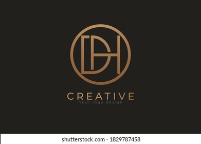 Abstract initial letter D and H logo, usable for branding and business logos, Flat Logo Design Template, vector illustration