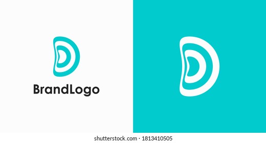 Abstract Initial Letter D Logo. Blue and White Shape Double Lines Origami Style isolated on Double Background. Usable for Business and Branding Logos. Flat Vector Logo Design Template Element.