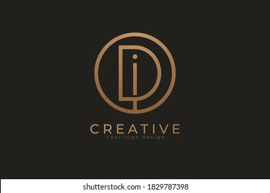 Abstract initial letter D and I logo, usable for branding and business logos, Flat Logo Design Template, vector illustration