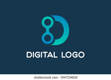 Abstract Initial Letter D Logo. Can be used for Business and Technology Logos. Flat Vector Logo Design Template Elements.