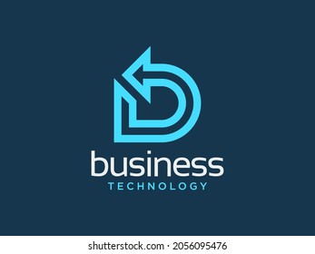 Resumen Logo De La Letra Inicial D. Forma geométrica azul brillante estilo originami aislado en fondo azul. Usable para logotipos de empresas y marcas. Elemento de plantilla de diseño de logotipo de vectores planos.