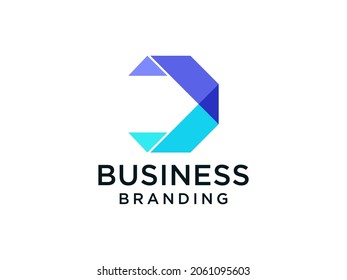 Resumen Logo De La Letra Inicial D. Estilo de flecha lineal geométrica azul aislado en fondo blanco. Usable para Logos de Negocios y Tecnología. Elemento de plantilla de diseño de logotipo de vectores planos.