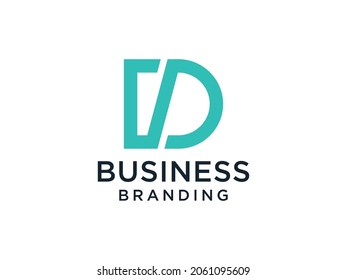 Abstract Initial Letter D Logo. Blue Geometric Linear Arrow Style isolated on White Background. Usable for Business and Technology Logos. Flat Vector Logo Design Template Element.