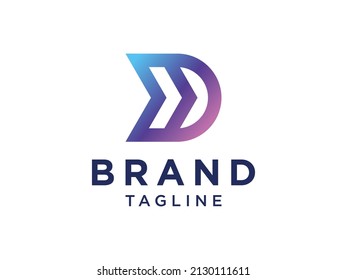 Abstract Initial Letter D Logo. Flat Vector Logo Design Template Element