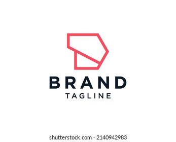 Abstract Initial Letter D Logo. Red Geometric Origami Style isolated on White Background. Usable for Business and Branding Logos. Flat Vector Logo Design Template Element.