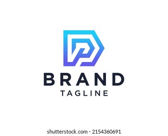 Abstract Initial Letter D Logo. Monogram Geometric Line Linked Letter isolated on White Background. Usable for Business and Branding Logos. Flat Vector Logo Design Template Element.