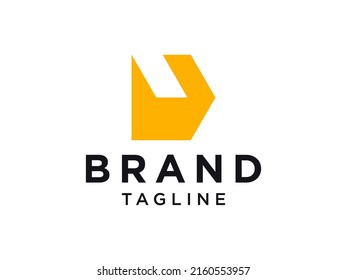 Abstract Initial Letter D Logo. Yellow Rounded Lines Striped Style isolated on White Background. Usable for Business and Technology Logos. Flat Vector Logo Design Template Element
