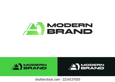 Resumen Diseño de los logotipos de las letras iniciales A y D. Logo de AD con concepto moderno en el estilo de degradado verde. Logotipo adecuado para empresas o tecnologías