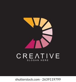 Abstract Initial Letter D Logo. formed from several different colored segments, Can be Used for Business and Technology Logos. Flat Vector Logo Design Template Elements.
