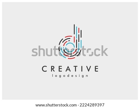 Abstract Initial Letter D Logo. Colorful Letter D with Fingerprint Style Isolated on Grey Background. Usable for Technology, Business, Branding Logo. Flat Design Vector Template