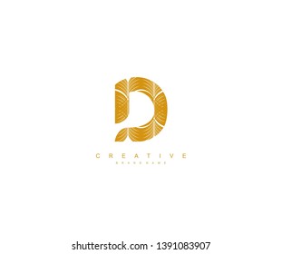Abstract Initial Letter D Luxury Shape Art Deco Monogram Logotype