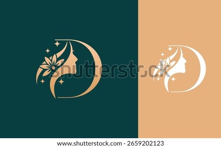 Abstract Initial letter D with natural beauty logo design vector illustration