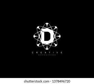 Abstract Initial Letter D Science Tech Rounded Monogram Logo