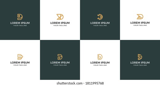 Abstract initial letter D template set. logo for acunting business, technology, elegant, simple.