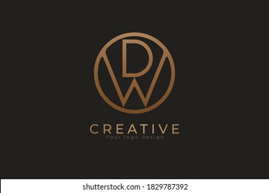 Abstract initial letter D and W logo, usable for branding and business logos, Flat Logo Design Template, vector illustration