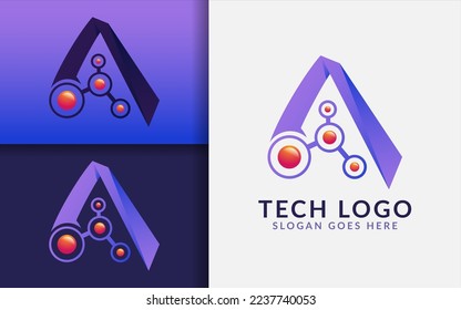 Abstract Initial Letter A Design with Modern Tech Style Concept. Usable for Brand, Business and Tech Company.