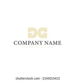 Abstract initial letter DG or GD in gold color isolated on white background. The logo is suitable for beauty and fashion logo design inspiration template