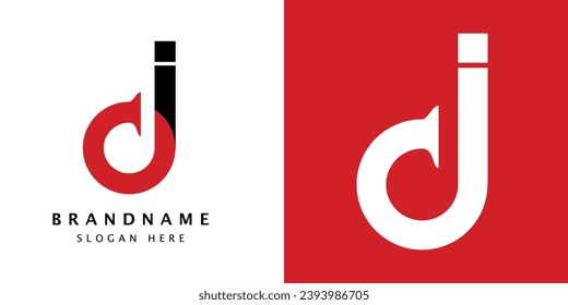 Abstract Initial Letter di and id Logo. Shape Cutout Style isolated on Double Background. Usable for Business and Branding Logos. Flat Vector Logo Design Template Element.