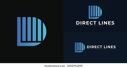 Letra inicial Abstractas DL o LD en color azul aislado en múltiples colores de fondo. El logotipo es adecuado para Plantillas de inspiración de diseño de logotipo de App de gestión de eventos sociales.