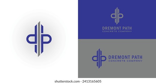 abstract initial letter DP logo in blue and silver color isolated in white background applied for precast concrete company logo also suitable for the brands or companies that have initial name PD