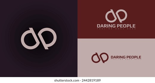 Abstract initial letter DP or PD logo in soft gold color isolated on multiple brown background colors. The logo is suitable for advertising firm business company logo icon design inspiration template