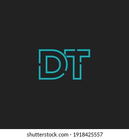 Abstract Initial Letter DT Logo. Line Style isolated. Usable for Business and Technology Logos. Flat Vector Logo Design Template Element.